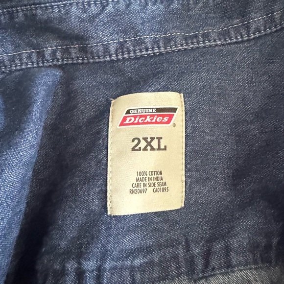 Genuine Dickies Mens and Big Mens Heavyweight Long Sleeve Denim Shirt - Picture 2 of 3
